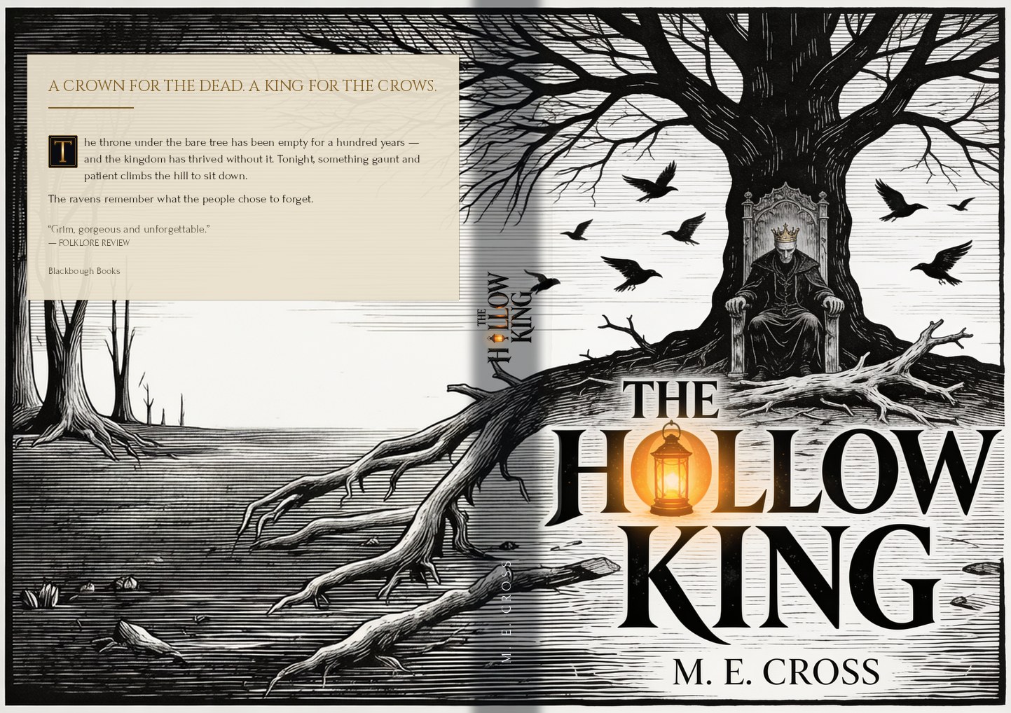 Full wrap-around book cover sample — back, spine and front